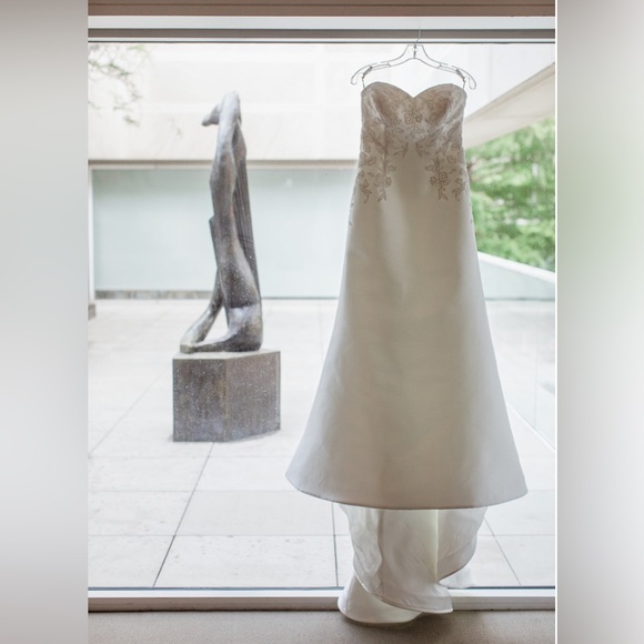 White Wedding Dress with Lace and Beadwork